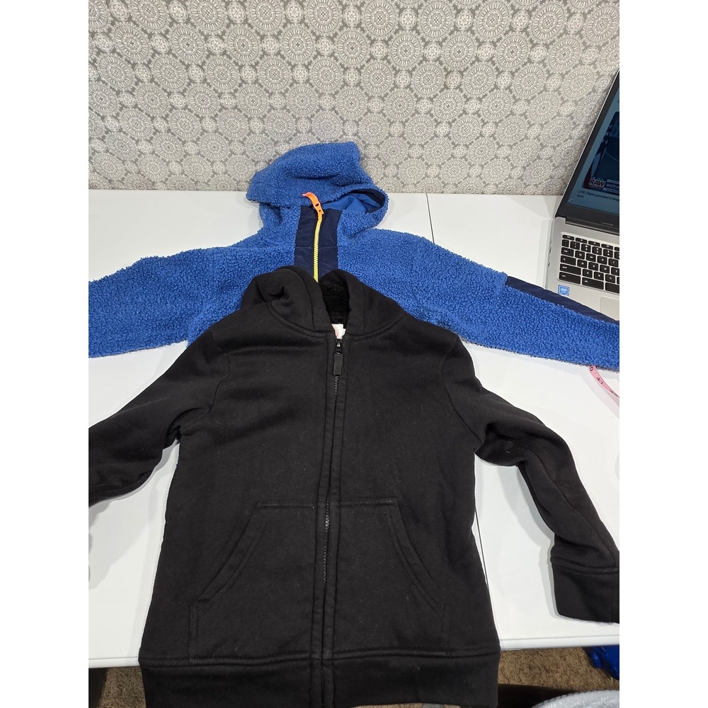 Kids Wonder Nation Black Fleece Lined  & Russell Blue Fleece Jacket ‎ Size 6/7